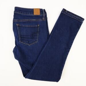 American Eagle Womens 10 Stretch Low Rise Skinny Jeans Dark Wash